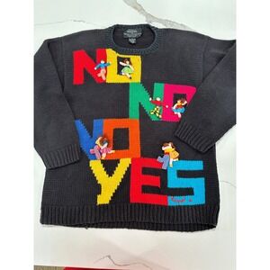 VTG Raquel Novelty Sweater Colorful Knit DATING ENGAGED MARRIED M